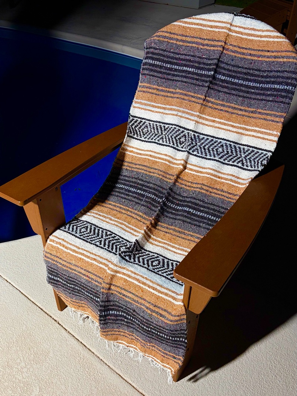 Mexican Falsa Blanket – Woven Striped Serape Throw with Fringe